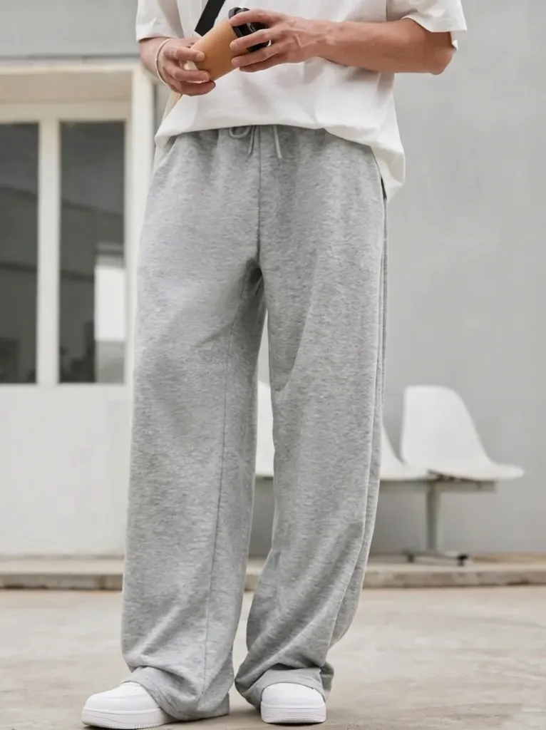 Men Cotton Grey Baggy Fit Track Pants (M)