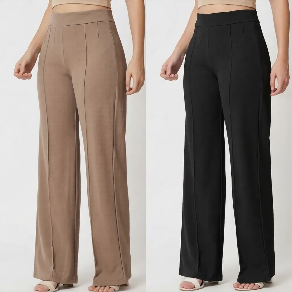 Trendy high-rise bell-bottoms with high-waisted bootcut trousers, jeans, pant & palazzo for women Combo of 2 (M)